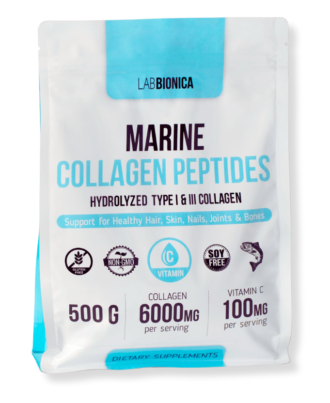 Коллаген морской 1 и 3 типа с витамином С MARINE COLLAGEN PEPTIDES, 500 г Коллаген морской 1 и 3 типа с витамином С MARINE COLLAGEN PEPTIDES, 500 г